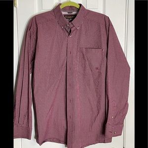 ARIAT MEN’S LONG SLEEVE BUTTON DOWN SHIRT. Maroon and Navy Blue Color!